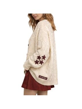 Taylor Swift Red Official XL/2X Cable Knit Cardigan with Maroon Star Elbow